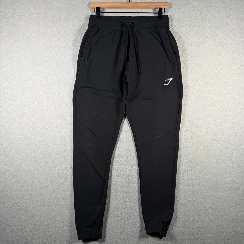 Gymshark Mens Tapered Joggers Black Slim Fit Drawstring Pants GMBT4252-BK Size S
